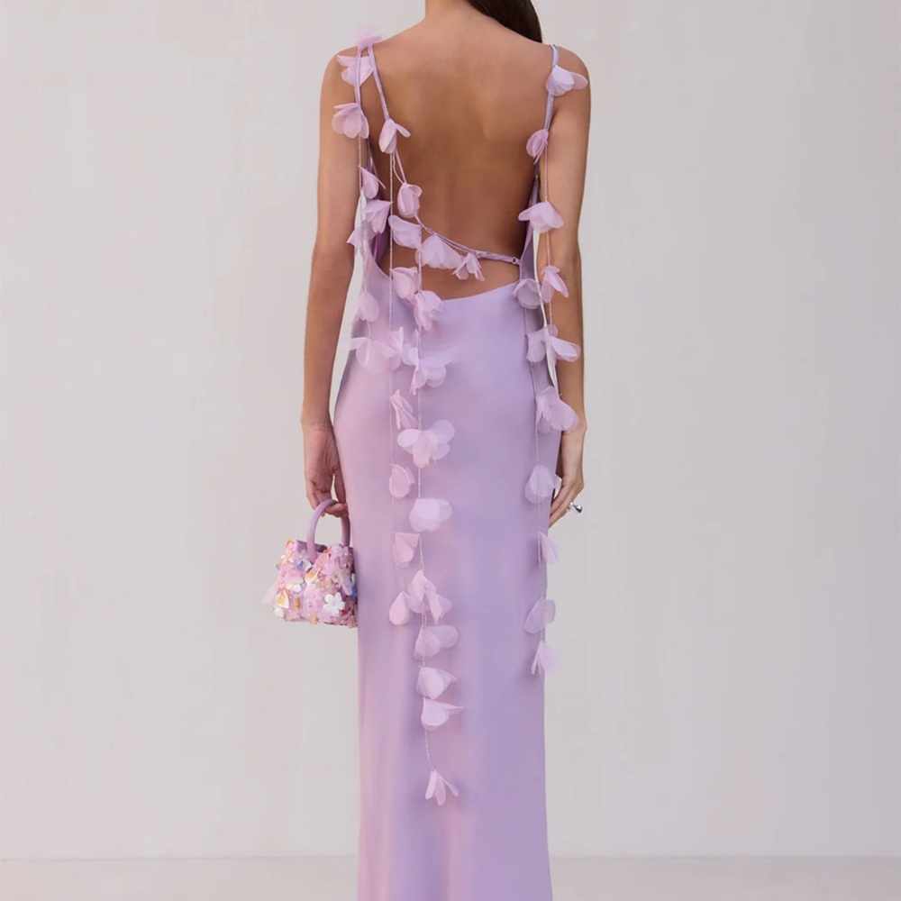Cult Gaia Purple Backless Embellished Gown